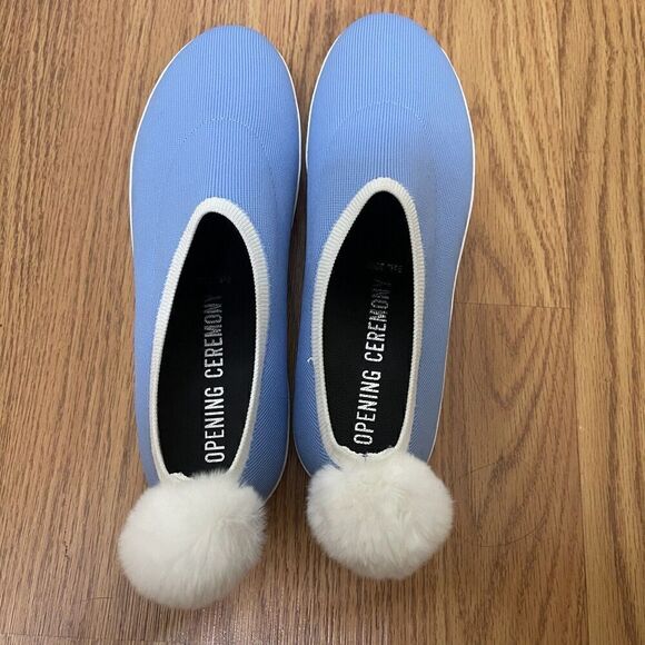 Opening Ceremony Blue Bobby Sock Pom Pom Sneakers slip-on knit shoes EU 38 - Picture 8 of 12